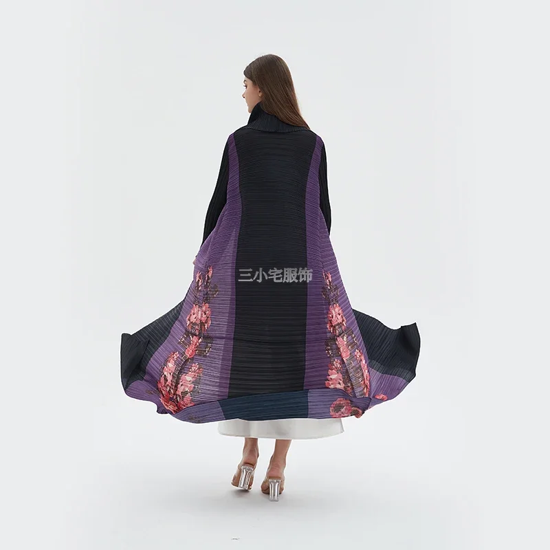 ALSEY Pleated Nine-minute Sleeve Gown Vintage Classic Print Loose Plus Size Tie Design Women's Trench Coat 2024 Summer New