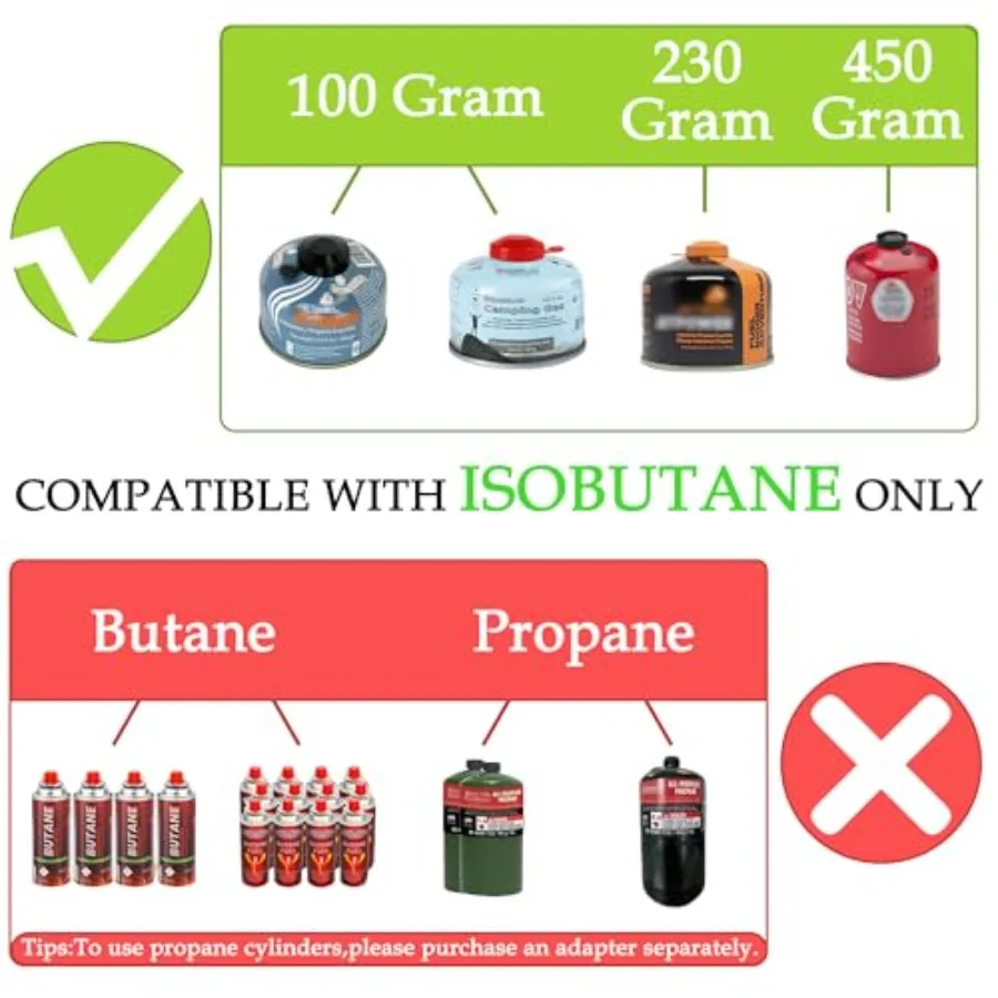 موقد غاز 2 في 1 للتخييم مع شعلات قابلة للتعديل ومقلاة حديدية 88.18 أونصة نظام طهي محمول مع مقبض حمل مثالي لـ