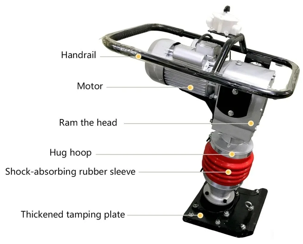 Electric Motor 3KW 220V 380V Vibration Shock Soil Roller, Vibration Jumping Tamper