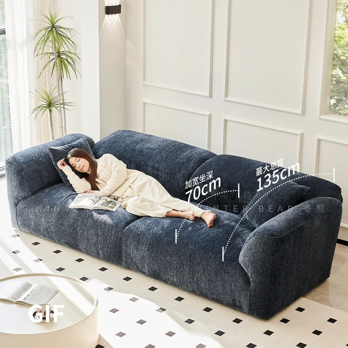 

HYS sofa living room small apartment with adjustable backrest sofa