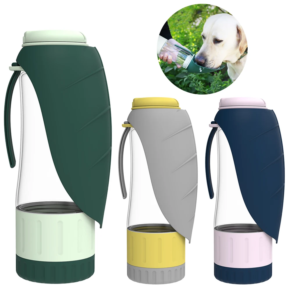 2 in 1 Multifunction Pet Dog Water Bottle Silicone Foldable Portable Puppy Food Bowl Drinking Dispenser Travel Labrador Supplies