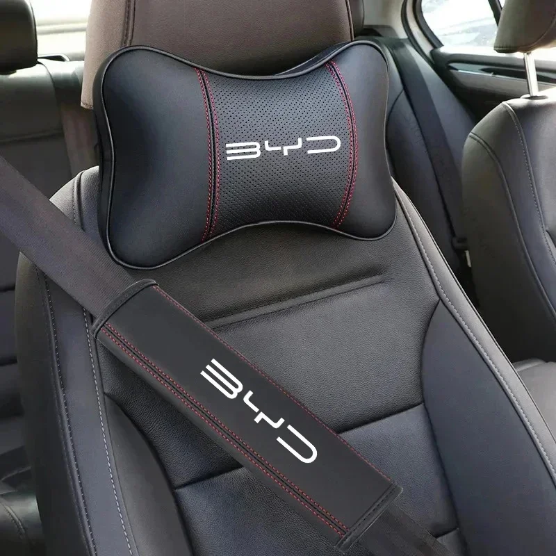 Подголовник Автомобильный из искусственной кожи, ремень безопасности, наплечная подушка для BYD Song Qin Han Tang DM PLUS Song Pro Atto 3, автомобильные аксессуары