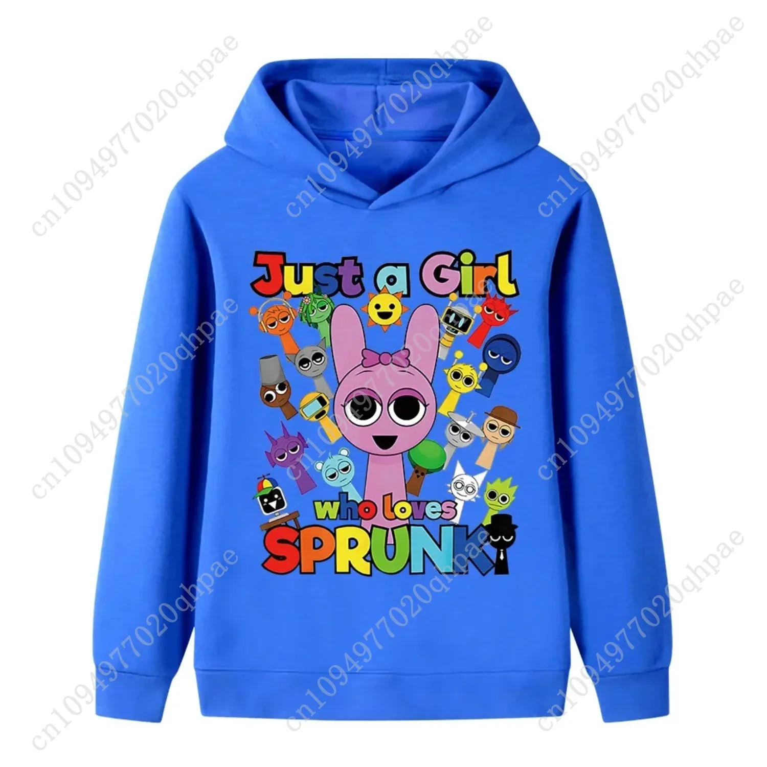 Cartoon fun Sprunki print children's hoodie boys and girls autumn and winter casual comfortable soft pullover hooded sweatshirt