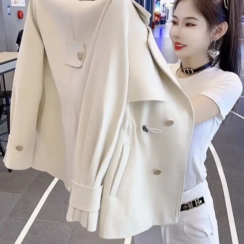 

Trench Coat Female Structured Layeringure Single Sided Wears Knee-Over Decorative Perfect Collared Miniature Black Greyish Women