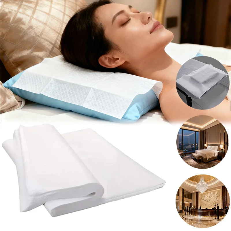 5-Star Hotel Disposable Pillowcase Non-Woven Fabric Luxe Cover: Soft Skin-Friendly Breathable Hygienic Elegant Durable Convenien