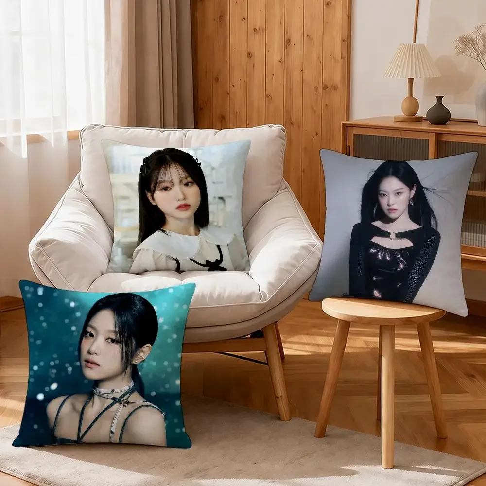 K-pop HyunJin Cushion Cover Linen Anti-Mite Antibacterial Cushion Cover Invisible Zipper Sofa Decor