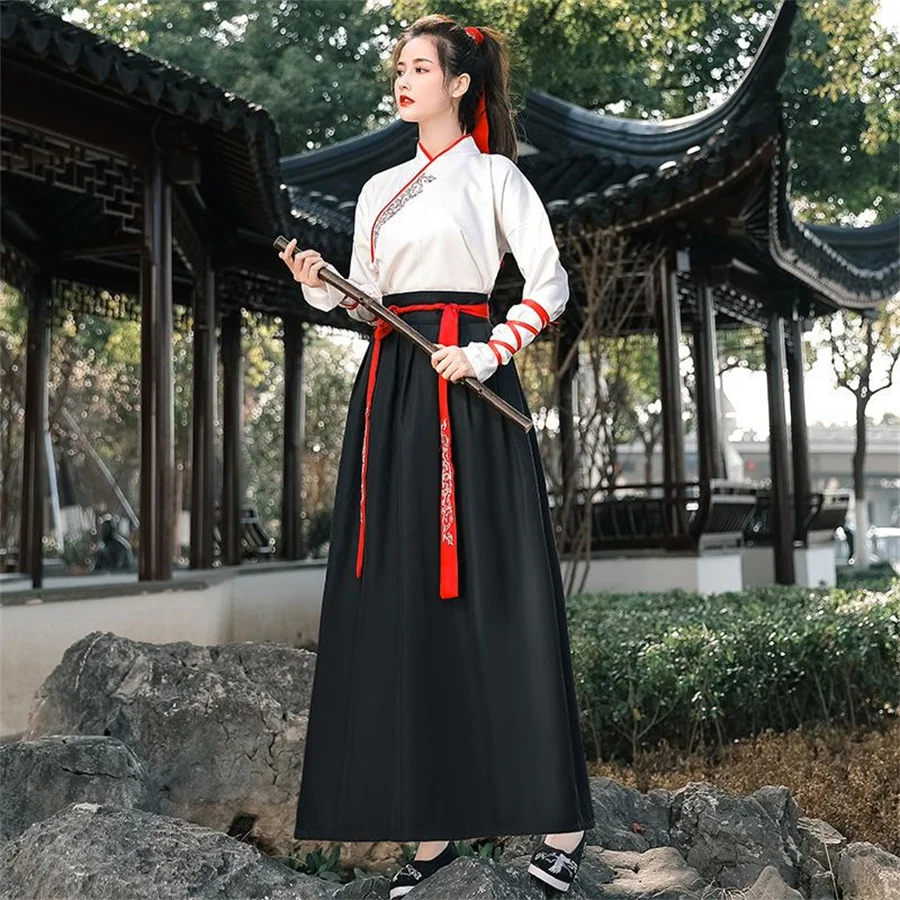 Hanfu Vrouwen Top Rok 2-delige set Mannen Vintage Etnische Mode Cosplay Elegante Traditionele Chinese Kleding Ridderlijke Stijl Pak