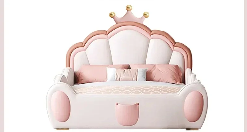 

Luxurious Kids European Double Bed Modern Wood Drawers Aesthetic Frame Nordic Letti Matrimoniali Bedroom Furniture