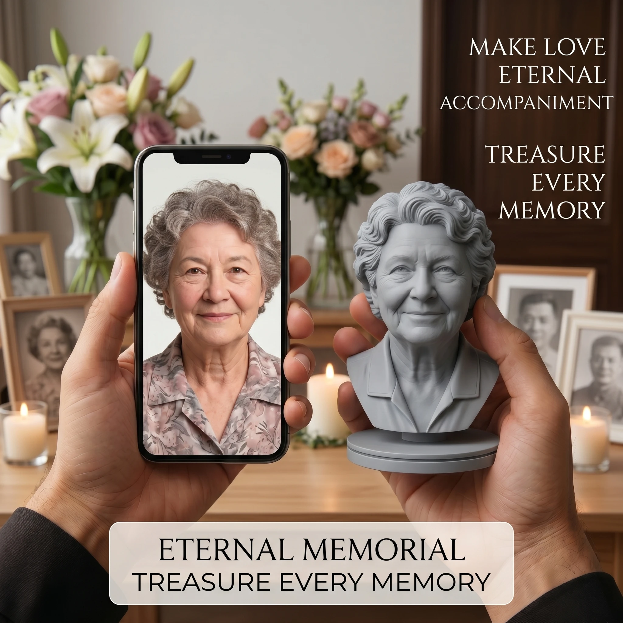 

Custom 3D Printed Head Bust From Your Photo, Personalized Portrait Sculpture, Thoughtful Gift For Family & Anniversary