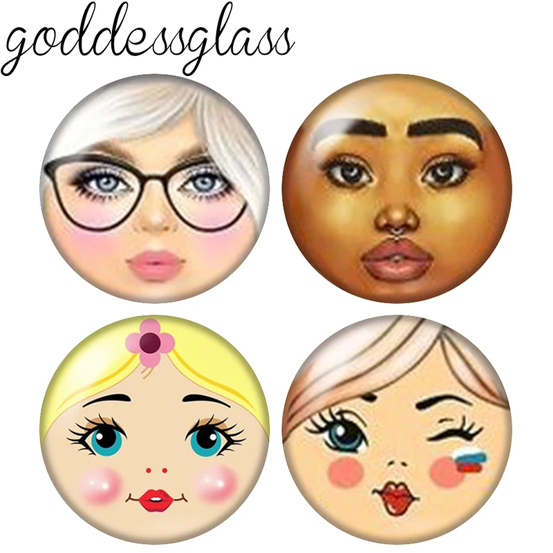New Girls' Face Русская голова Cute 10pcs 12mm/18mm/20mm/25mm Round photo glass cabochon demo flat back Making findings
