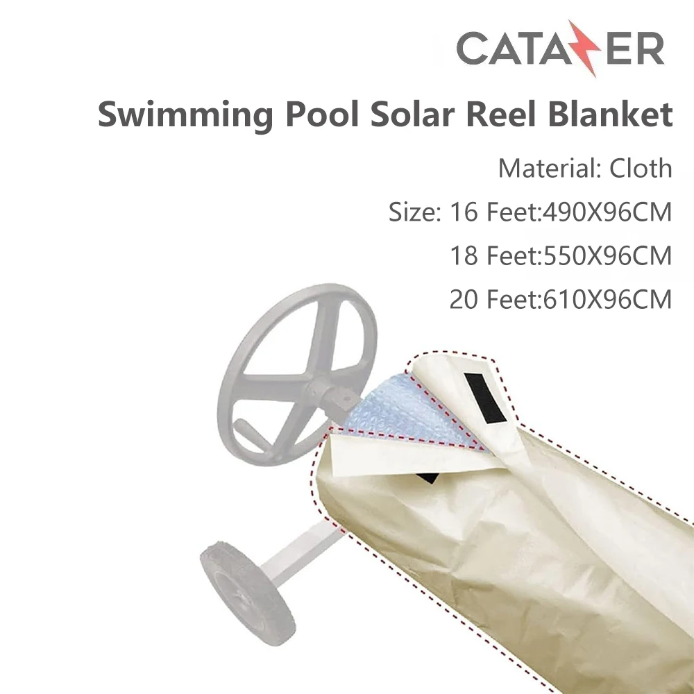 

CATAZER Swimming Pool Solar Reel Blanket Protective Cover Solar Pool Cover Solar for Pools up to 18" Wide Cover Only 16 Ft Wide