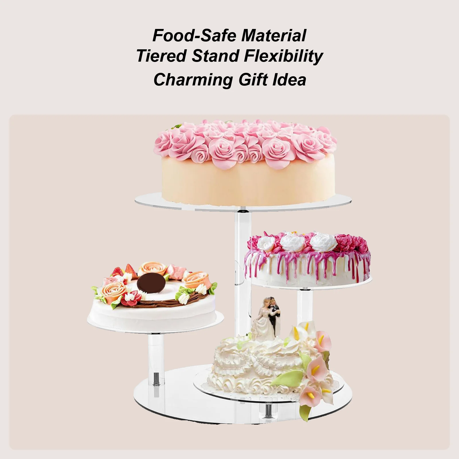 

Ярусная подставка для кексов, акриловая 4-уровневая круглая сервировочная подставка для торта, подставка для десерта для печенья, закусок, еды, кондитерских изделий, конфет, свадьбы