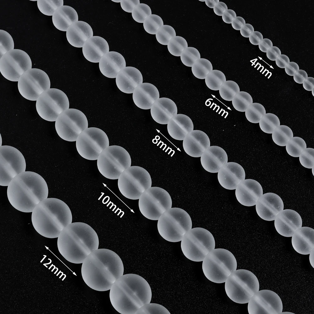 1 Strand Frosted Transparent Glass Beads Round Loose Beads For Jewelry Making DIY Bracelets Necklace Accessories 4/6/8/10/12mm