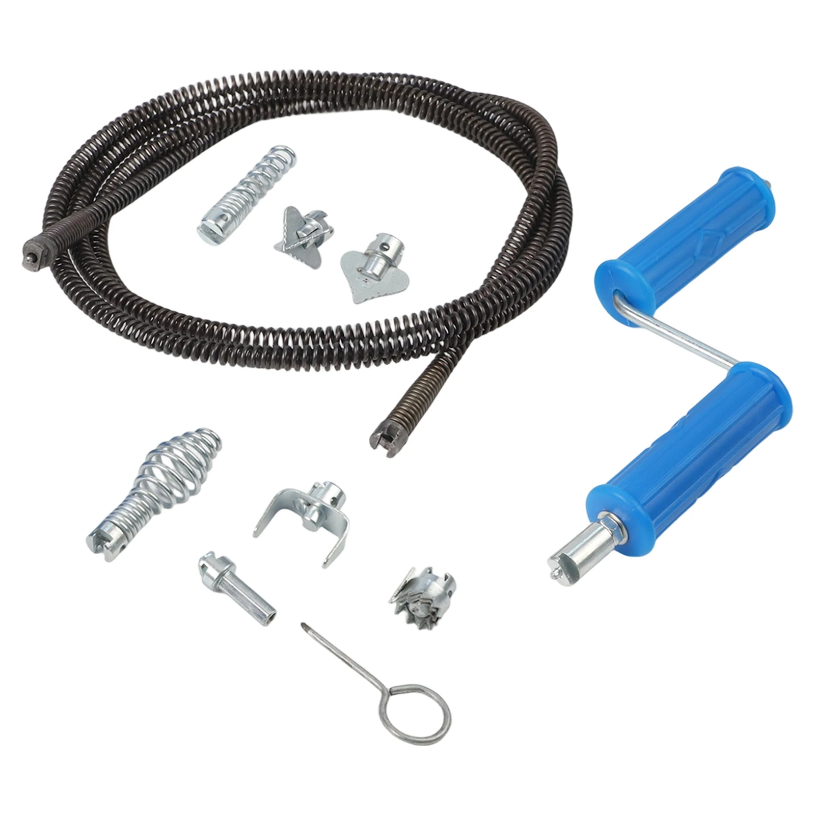 Pipe Cleaning Spiral Steel Drain Cleaner With 6 Interchangeable Cutting Heads Unclogging Tool For Electric Pipe Cleaning Machine