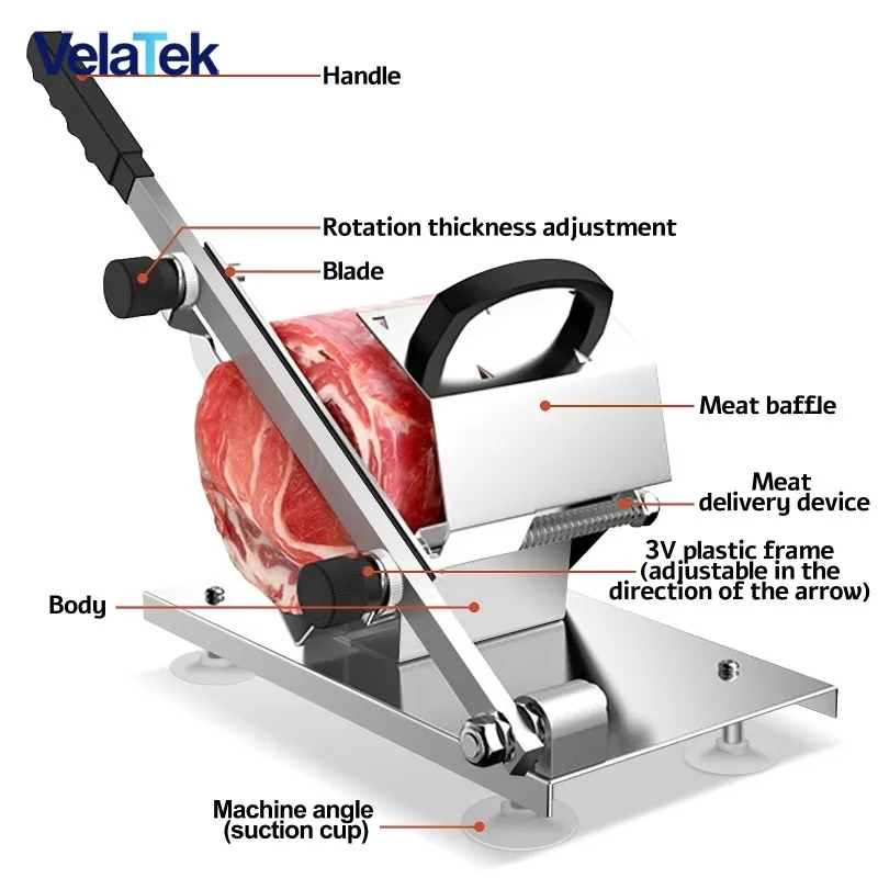 Stainless Steel Manual Frozen Meat Slicer, Slicing Tool for Beef Mutton Rolls Vegetables for Hot Pot BBQ