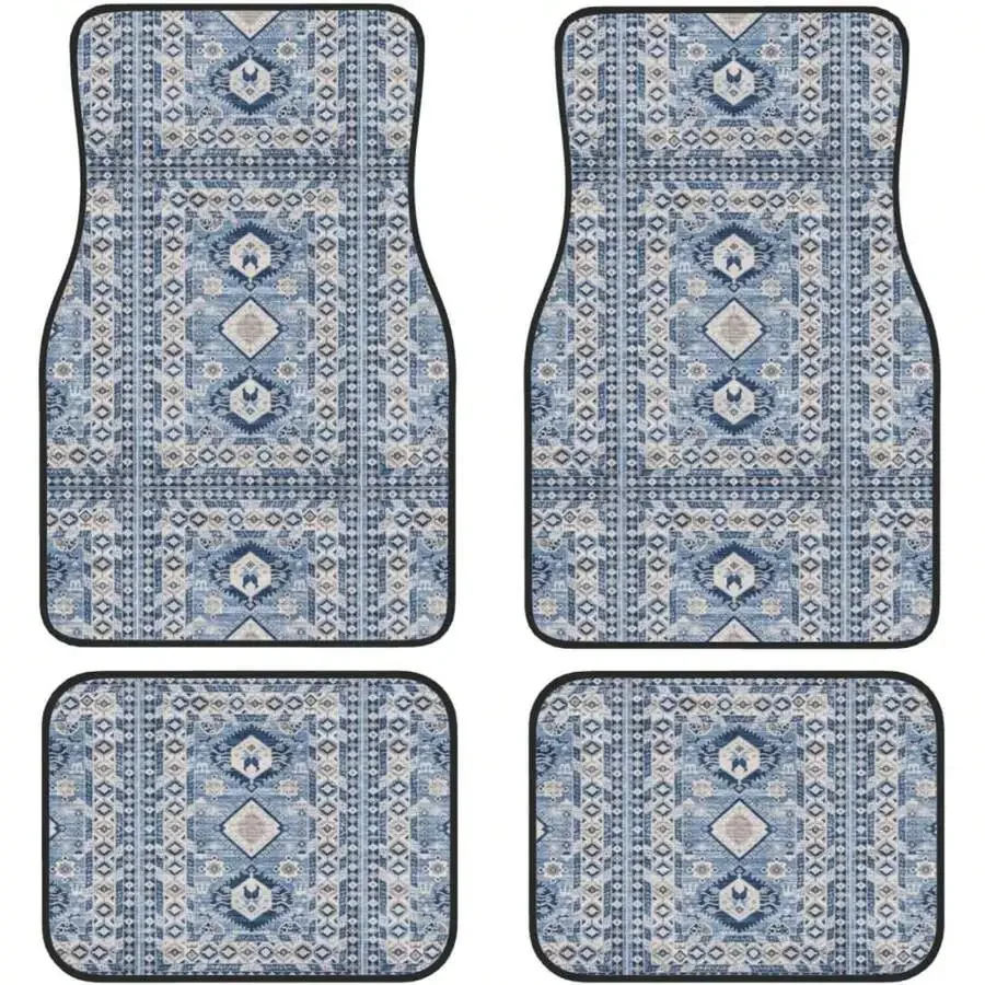 Rug A Set Of Four Printed Car Floor Mats, Including Front And Rear Carpet Floor Mats, Car And Truck Accessories