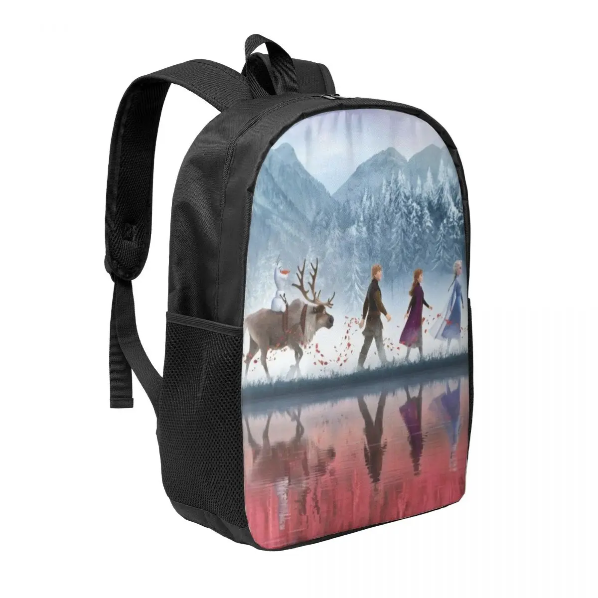 Mochila de estudante simples Disney Frozen de 17 polegadas – Bolsa escolar leve e espaçosa para meninos e meninas