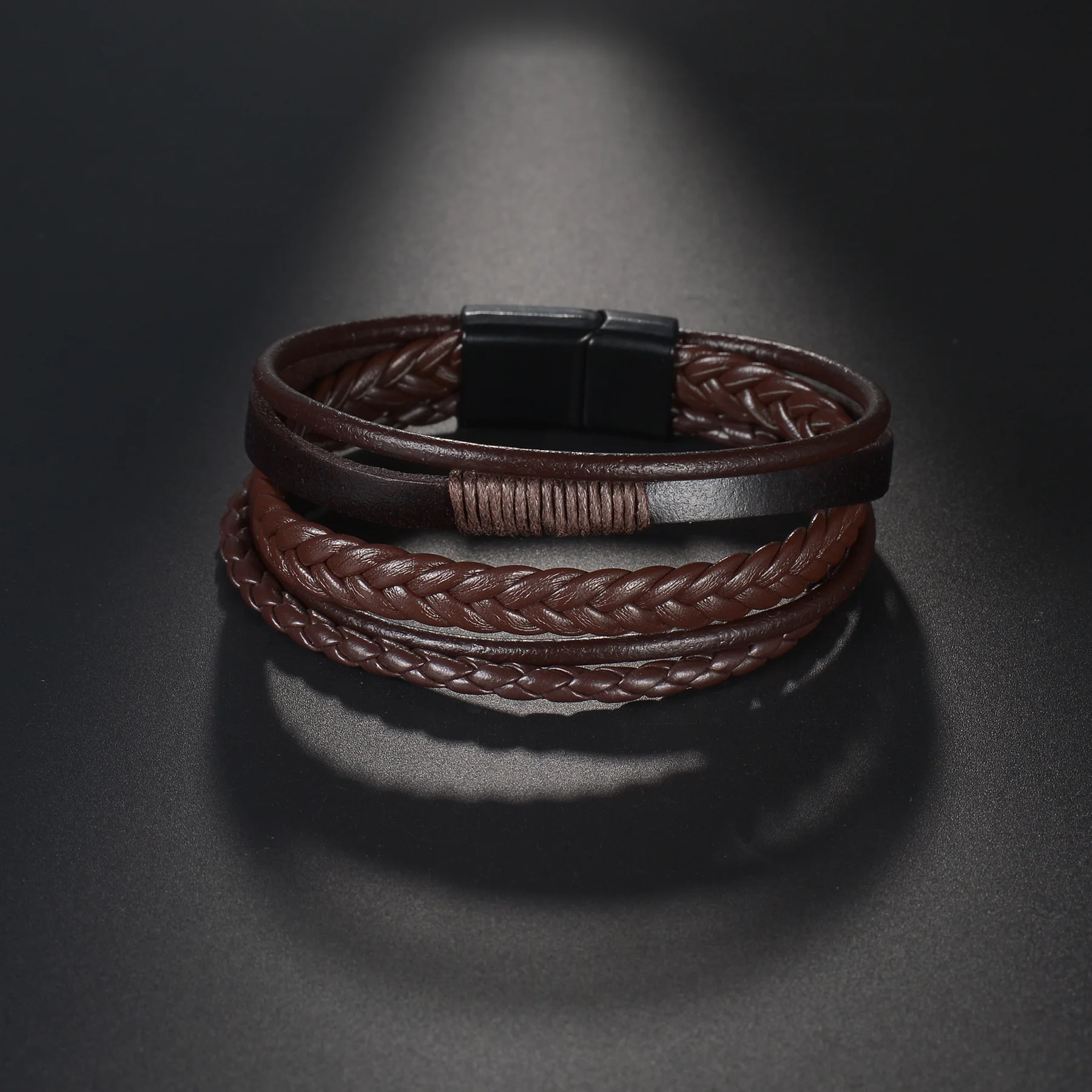 MeMolissa Trendy Leather Bracelets Men Stainless Steel Multilayer Braided Rope Bracelets For Male Female Bracelets Jewelry Gift