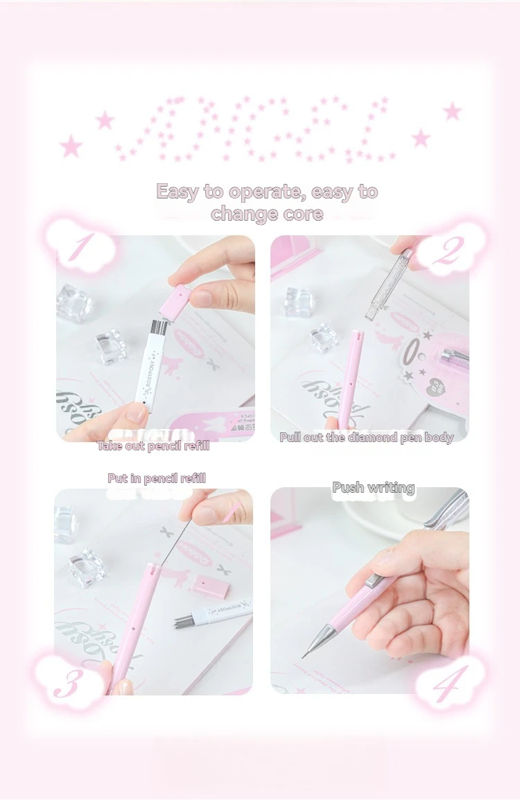 1PC Engel Automatische Mine Set Hohe Schönheit Stil Grundschüler Blei Core Set Student Spezifischen Bleistift – Detail 7