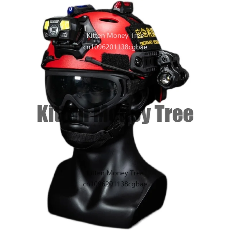 

Red Emergency Rescue Helmet Lightweight Multi-functional Tactical Cycling Helmet Rescue Search and Rescue Water Helmet