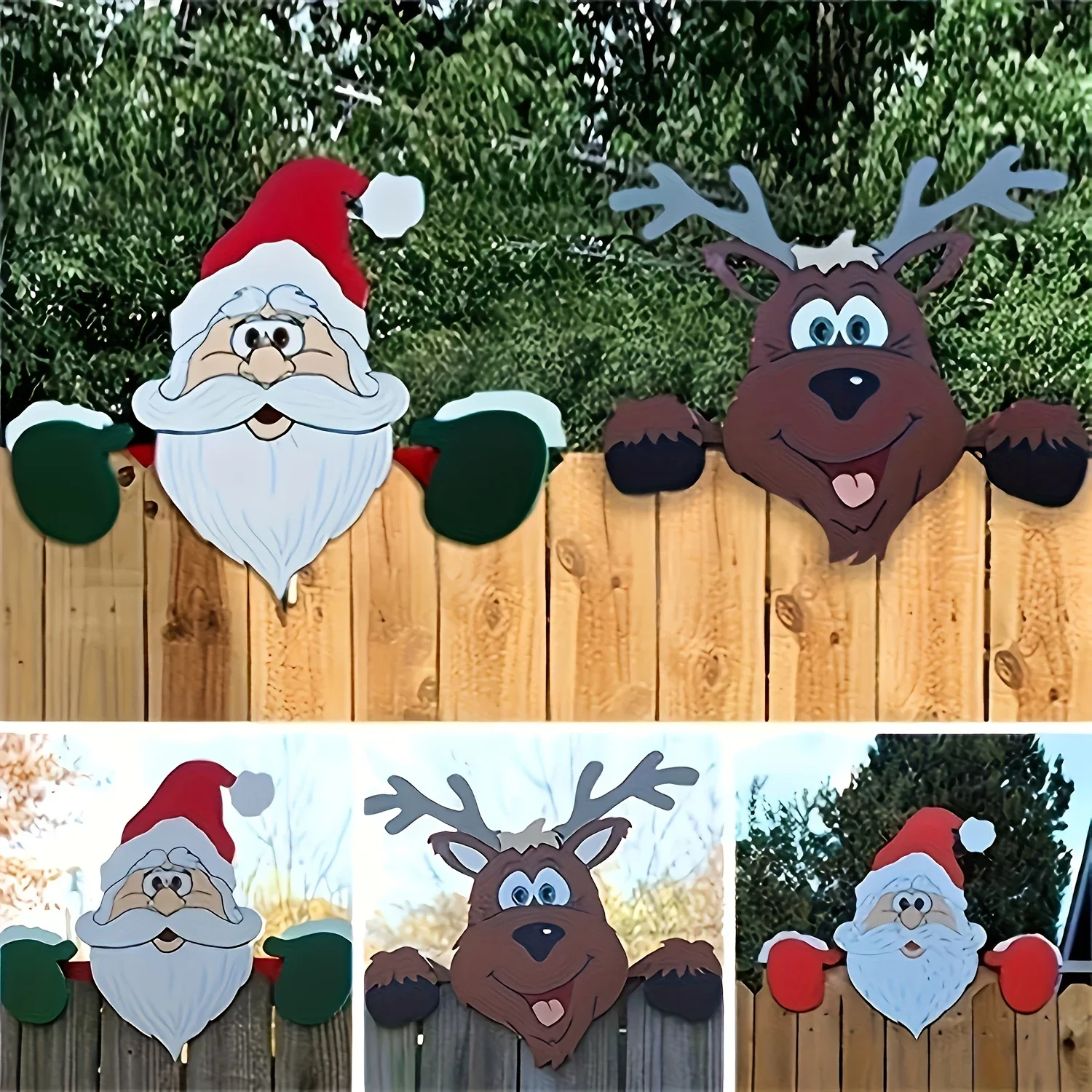 1pc-Christmas Fence Ornaments Santa Clause Peeker Yard Ornaments Indoor Outdoor Ground Placard DIY Festival Gift