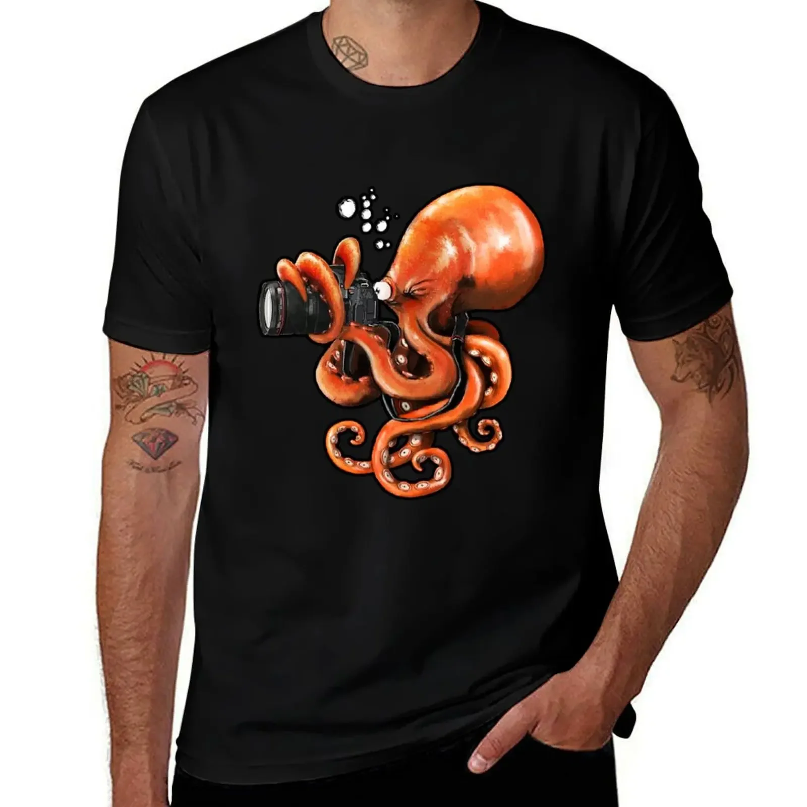 Octopus Reporter T-Shirt plain sweat heavyweights Personalized t-shirt tshirts for men