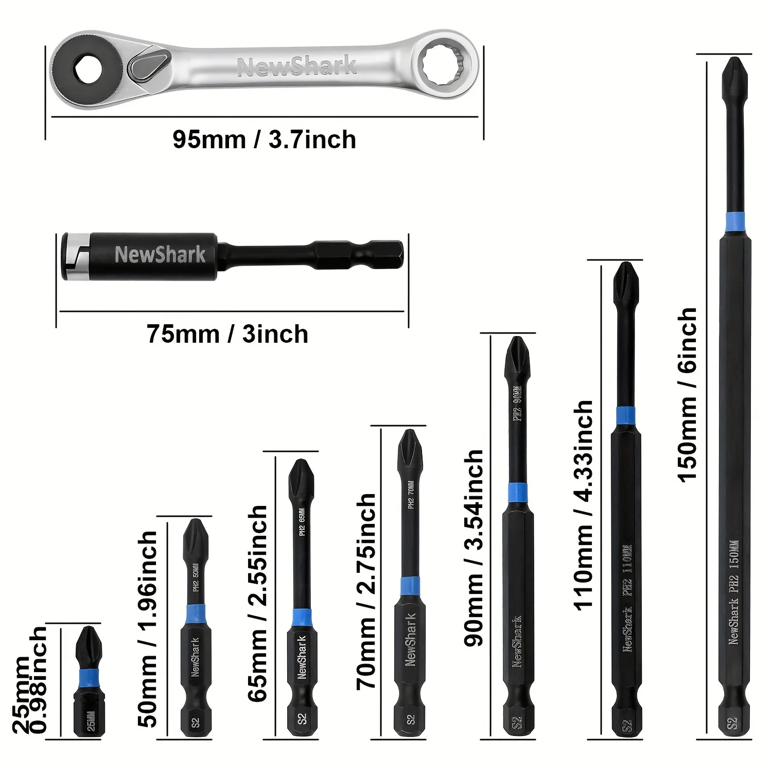 16Pieces Impact Driver Bit Set,Cross Impact High Hardness Hand Drill Bit Screw Electric Screwdriver Set,for Power Drills Tools