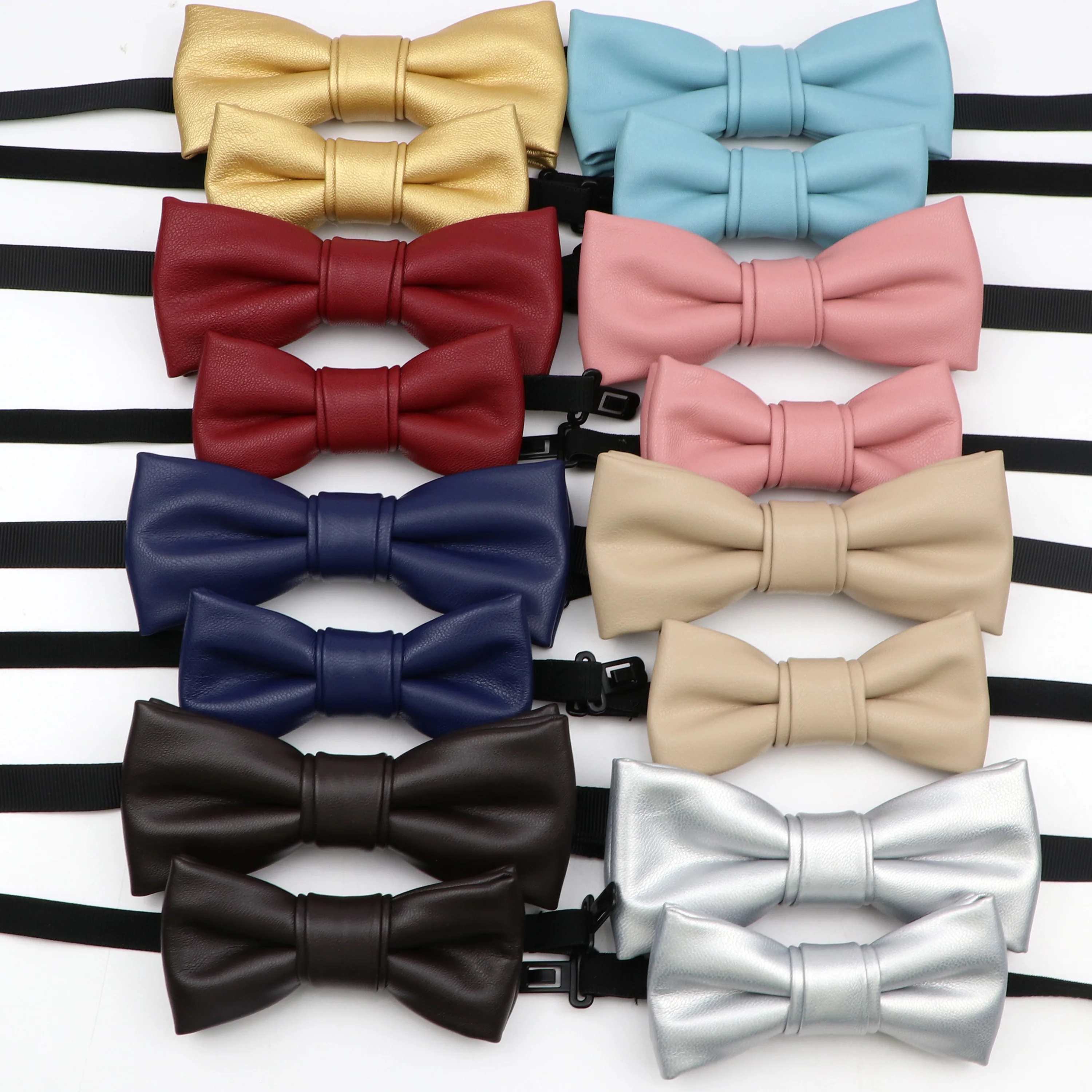 Men Ties Fashio Pu Leather Butterfly Set Party Business Wedding Bow Tie Candy Solid Color Female Male Bowknot Accessories Bowtie