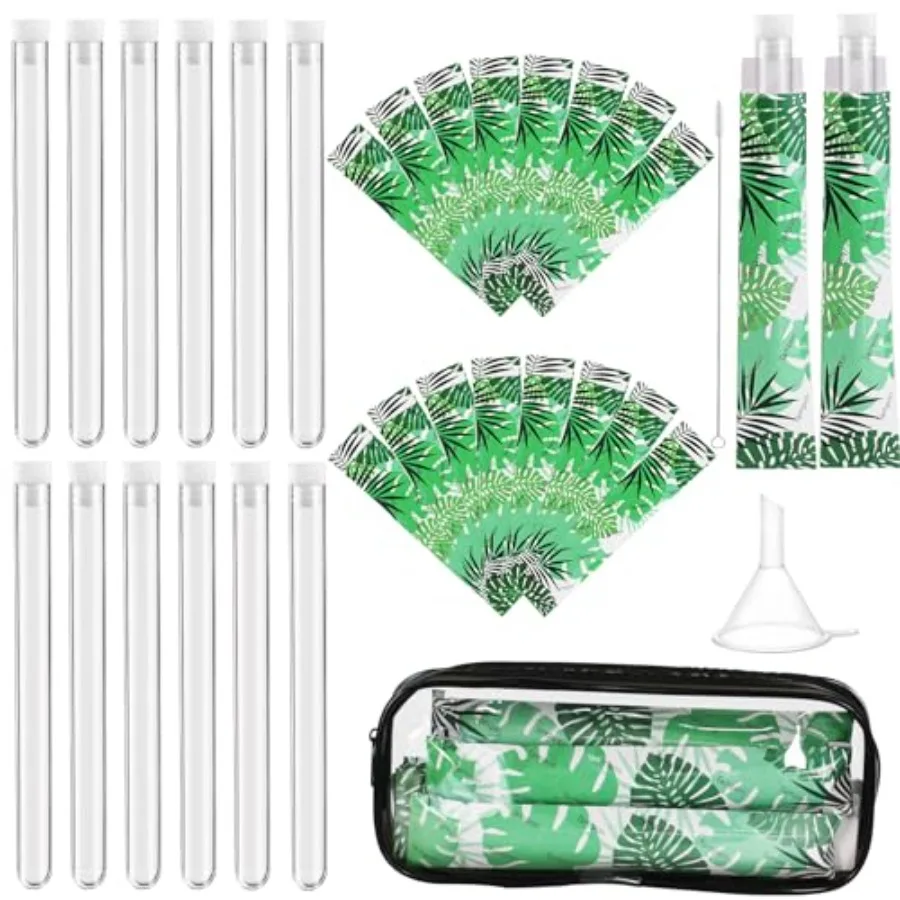 39 Pcs Tampon Tube Flasks Set for Women Includes 12 Reusable Plastic Flasks for Girls, 24 Self Adhesive Wrappers, 1 Funnel, 1 C
