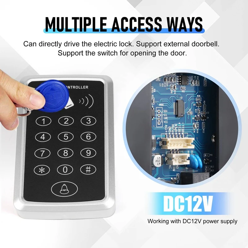 Imagem -04 - Sistema de Controle de Acesso à Porta em id Stand-alone Senha Teclado com Chaveiros Rfid Chaveiros para Segurança Doméstica 125khz