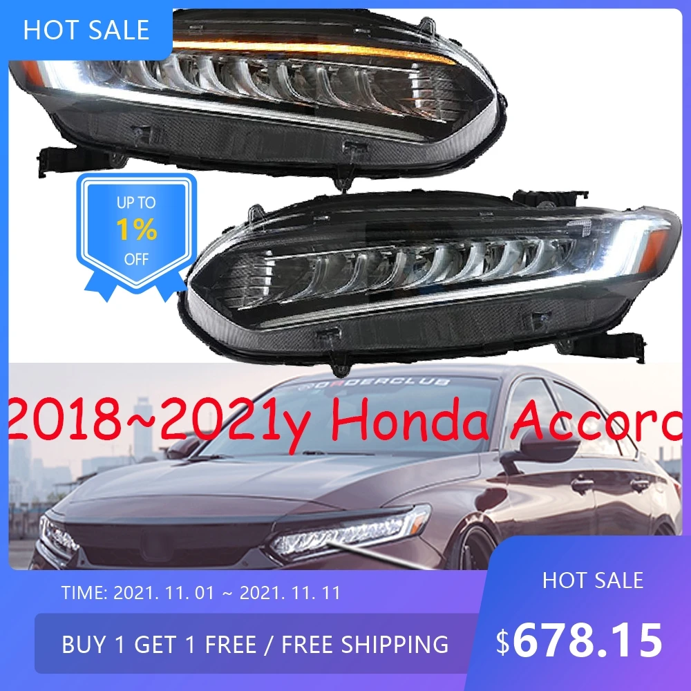 

1set auto bumper headlamp for Accord headlight 2018~2021y LED auto accessories head light Accord fog light