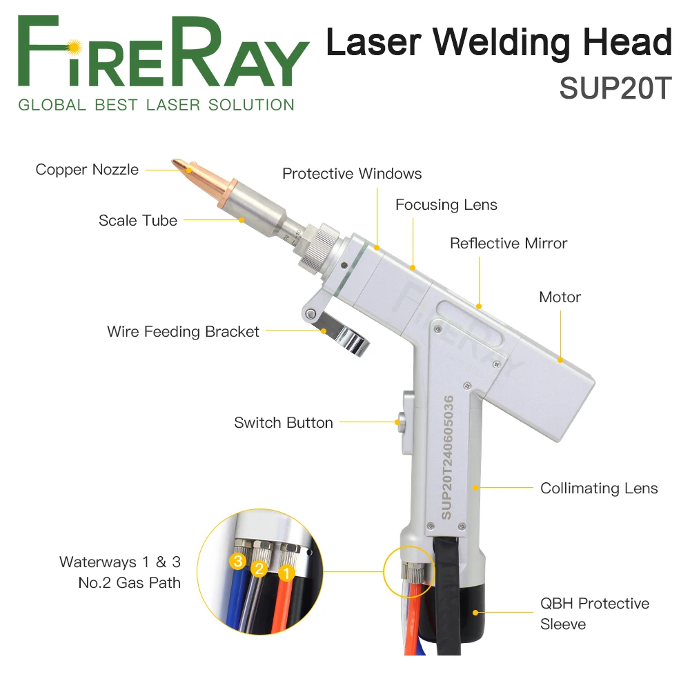 FireRay-Cabezal de soldadura láser de fibra con alimentador de alambre de SUP-AFM-A, juego de sistema de soldadura láser para máquina de soldadura, modelo CQWY SUP20T