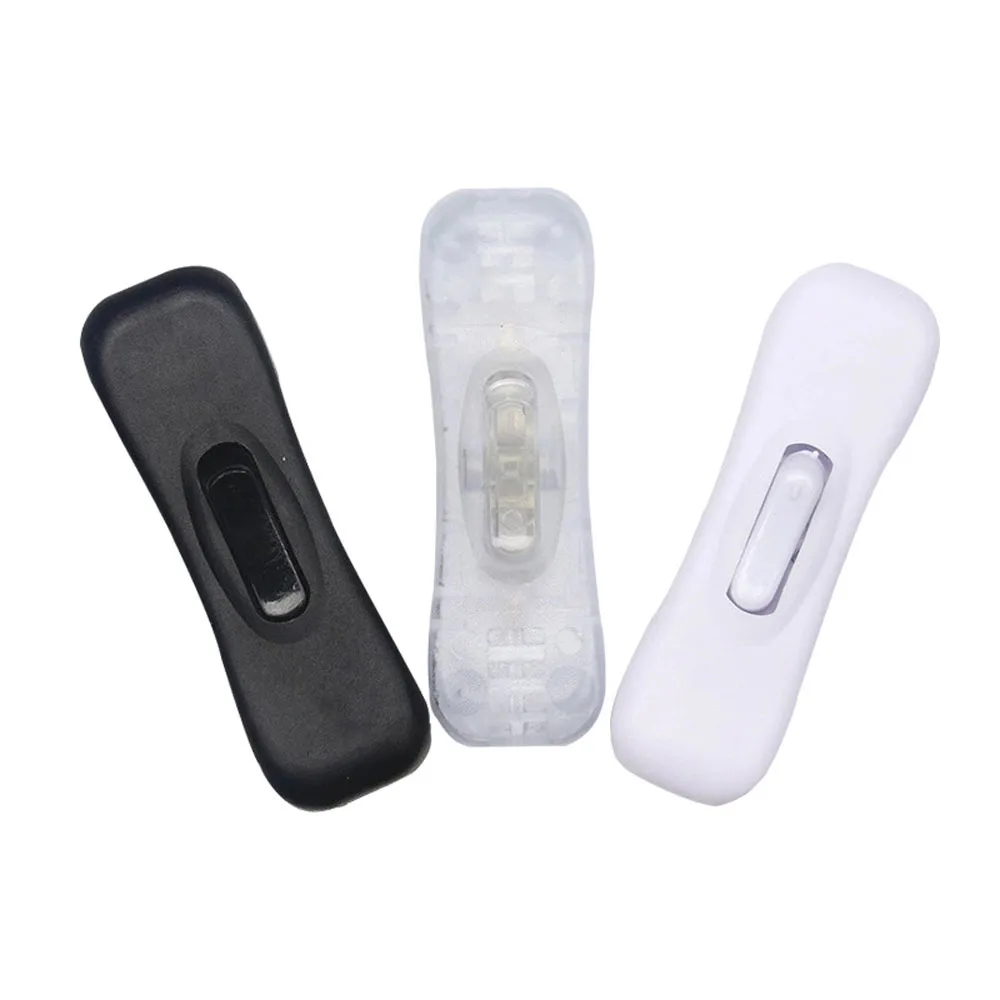 for Lamp Push Button Warping Switch 250V/2A 125V/2A 304 LED Power Cable Switch Halfway Rocker on off White Black Transparent
