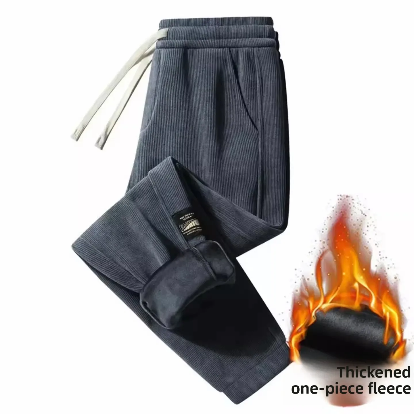 Thiened Fce سروال قصير للرجال الخريف الشتاء عادية فضفاض صالح بنطلون للعمل مطاطا Waisand بنطلون طويل