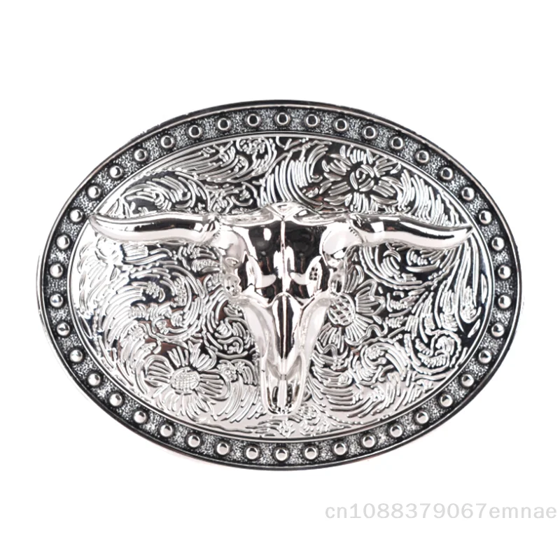 

[ZYAS] Серебряная пряжка для ремня с длинными рогами в стиле Техас, ковбойская, вестерн, из металлического сплава