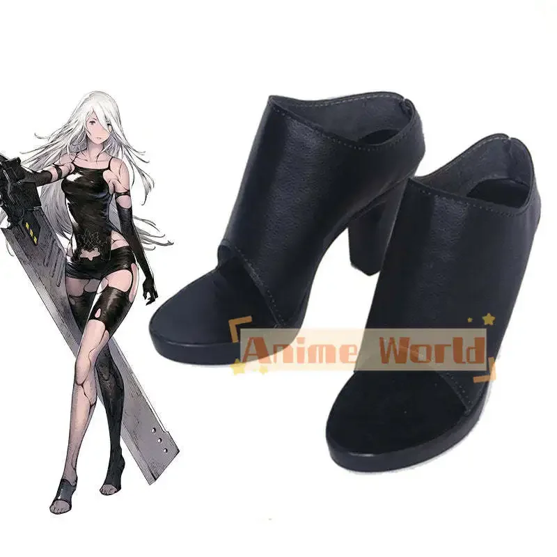 NieR: Automata YoRHa Tipo A No.2 A2 Scarpe Cosplay Festa di Halloween Pelle PU Realizzato su misura