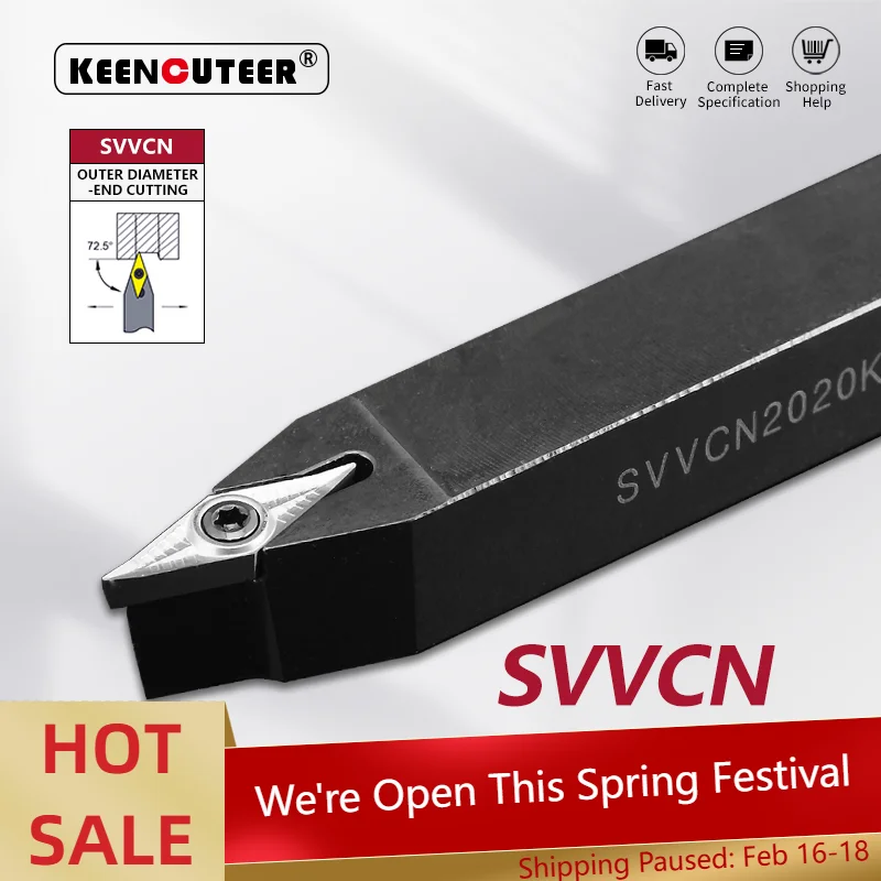 SVVCN1616 SVVCN2020 SVVCN2525 External Turning Tool Cutter Bar CNC SVVCN Lathe Bar Turning Holder