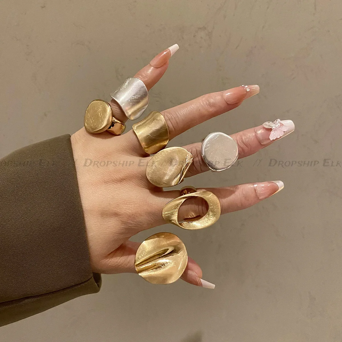 Модные ювелирные изделия, европейский и американский дизайн, нерегулярные массивные большие геометрические кольца для женщин, подарки на вечеринку, преувеличенные аксессуары