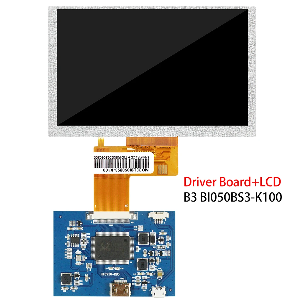 Touch Screen para Monitor de Sinal, Placa HDMI, Módulo IPS, Resolução de 1000 Nits, RGB, TFT, HD, BI050BS3-K100, 5 ", 800x480