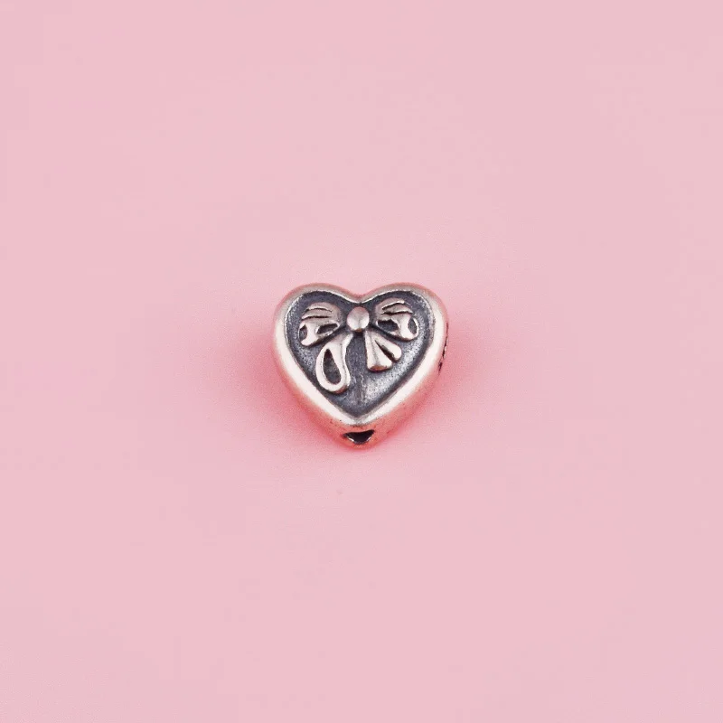 S925 sterling silver retro bow-shaped heart-shaped partition rope beaded diy accessory
