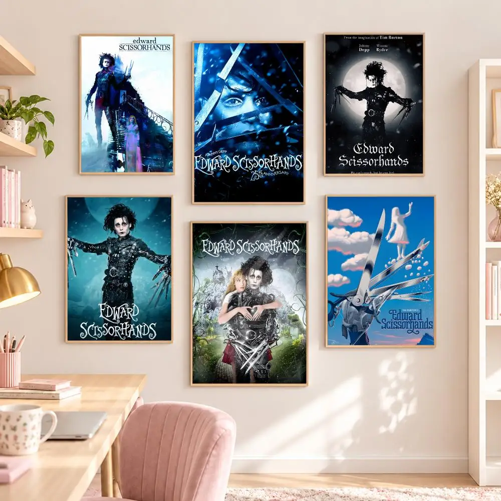 Edward Scissorhands Poster Self-adhesive Waterproof Paper Sticker Coffee House Bar Room Wall Decor