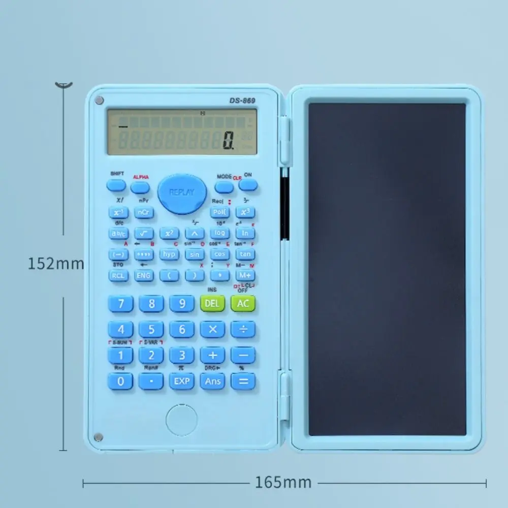 Calcolatrice scientifica 2 IN 1 con blocco note LCD Calcolatrice matematica portatile a 12 cifre Lavagna pieghevole per studenti
