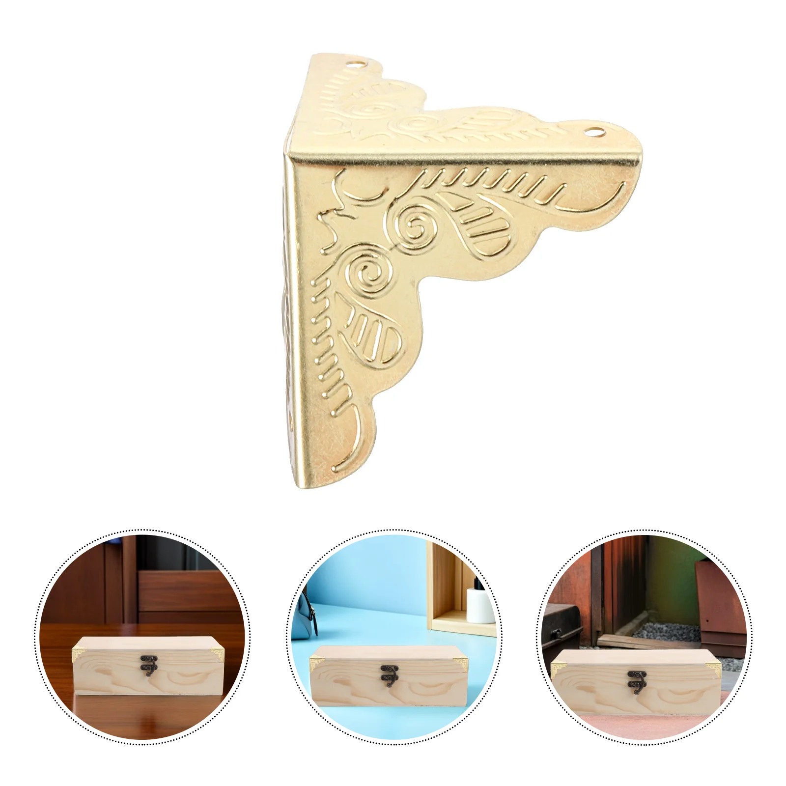 

50Pcs Retro Metal Corner Guards Three-Side Finish Protective Trim for Furniture Boxes Cabinets Edge Protection