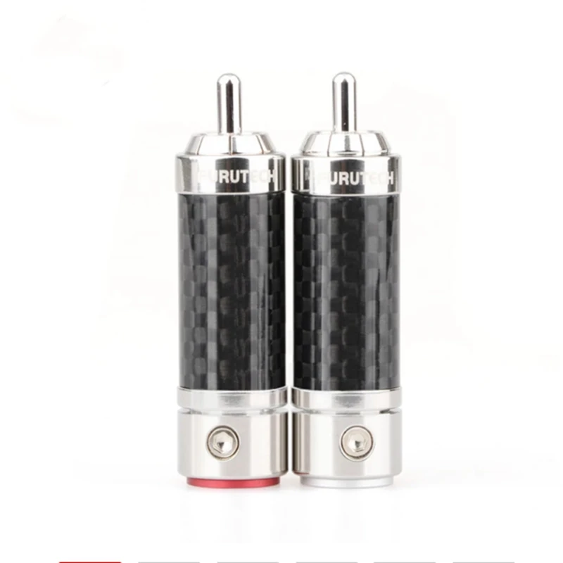 Audiophile Speakers Hifi Male RCA Plug Connector Carbon Fibre Copper Rhodium Plated Audio Amplifier Speaker Terminals RCA Socket