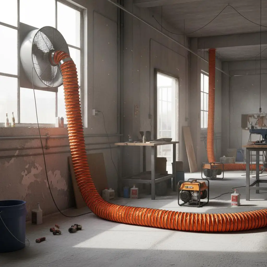 PVC Flexible Ventilation Pipe 16FT For Construction Sites Warehouse Mines, 12IN Diameter Adjustable Ropes Portable Storage D-