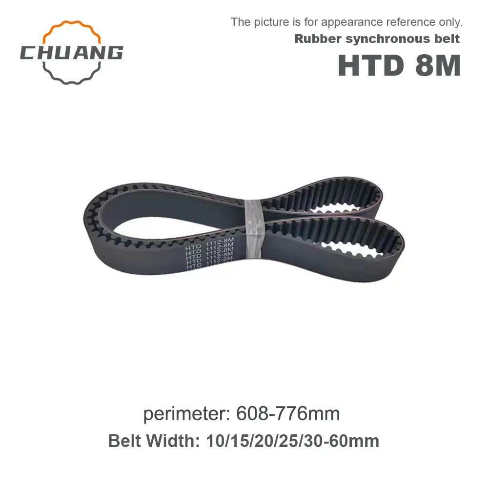 

HTD 8M Timing belt Length 608-776mm Width 10/15/20/25/30/35/40/45/50/60mm HTD 8M Closed loop rubber band