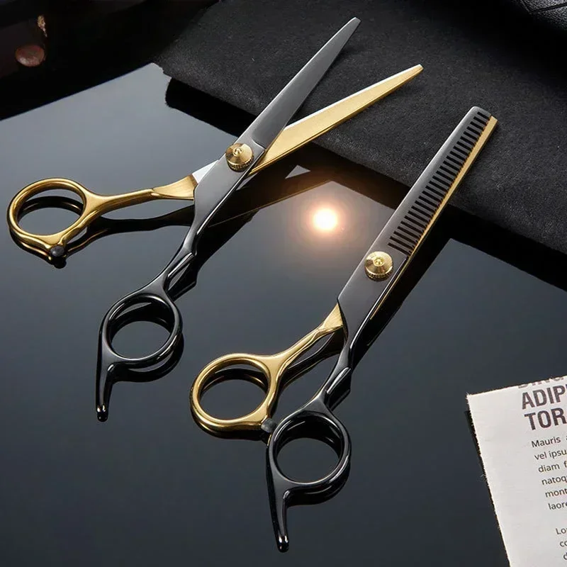 1/2PC Professional Hair Cutting Scissors Home Hair Cutting Barber Salon Thinning Shear Stainless Steel Hairdressing Black Golden