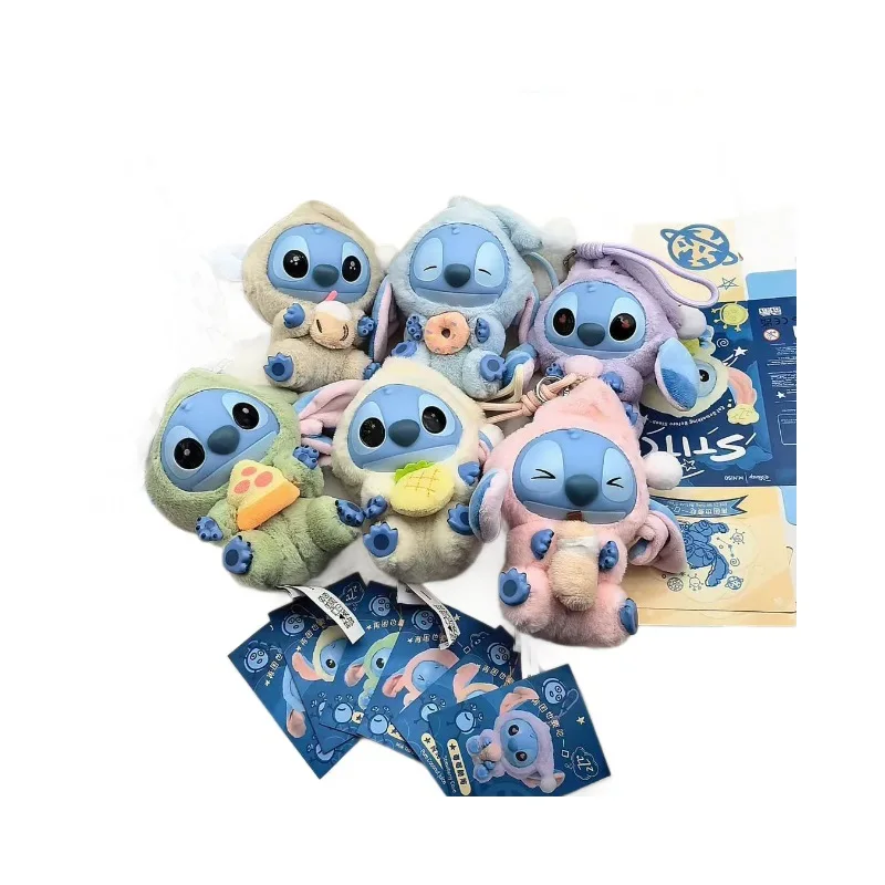 Miniso Disney Stitch Eat, Sleep Series Ciondolo scatola cieca in vinile Bambola carina Scatola misteriosa Giocattolo bambola di peluche Regalo di festa