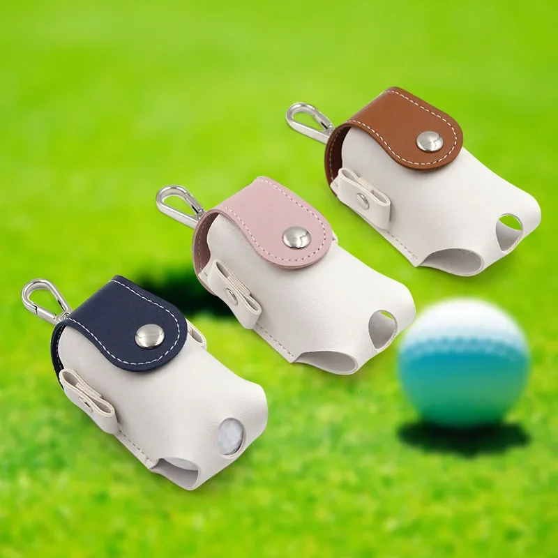 

1PC Golf Ball Bags Mini Storage Bags PU Leather Hang On Waist Golf Ball Bag Pouch With Metal Buckle Golf Belt Ball Bags