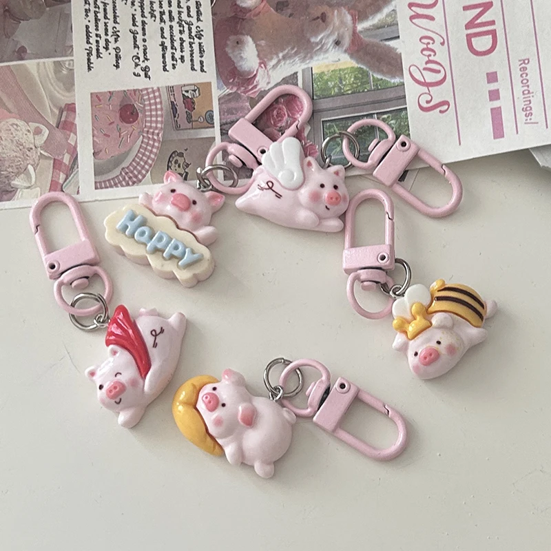 Cartoon Cute Anime Pig Figure Keychain Pendant Creative Doll Backpack Decoration Accessories Sweet Fashion Pig Pendant Gifts